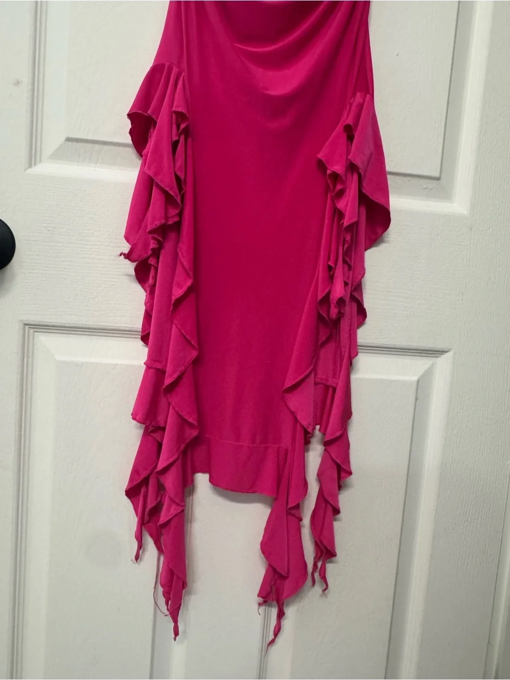 Women’s Hot Pink Ruffle Ruched Skirt